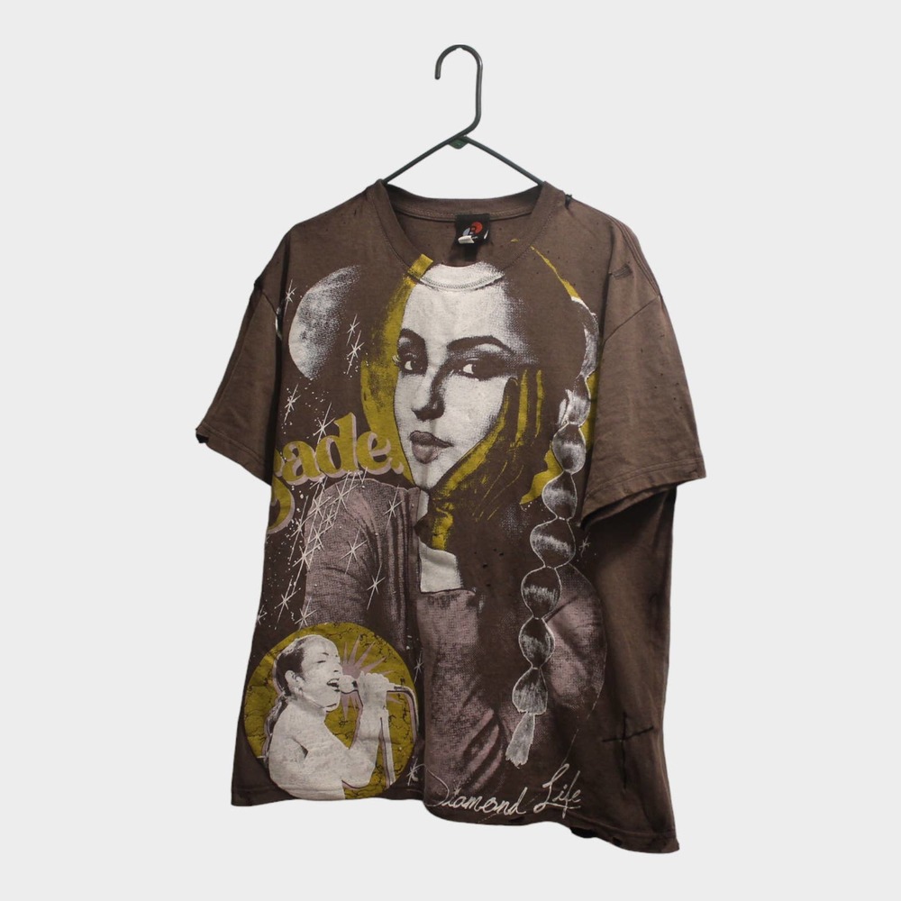 distressed sunfaded Sade Smooth Operator all over print shirt